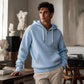 ⏰🔥 ¡OFERTA 50% OFF! 🧥✨ Sudadera con Capucha de Pana para Hombre – Media Cremallera, Textura Premium y Estilo Casual Cómodo Todo el Día