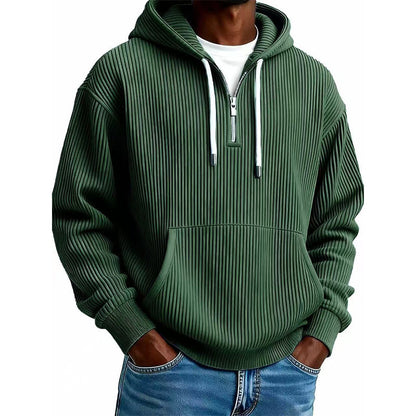 ⏰🔥 ¡OFERTA 50% OFF! 🧥✨ Sudadera con Capucha de Pana para Hombre – Media Cremallera, Textura Premium y Estilo Casual Cómodo Todo el Día