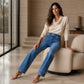 ⏰🔥 ¡OFERTA 50% OFF! 👖✨ Vaqueros de Pierna Ancha para Mujer – Costura Estilizadora, Corte Cómodo y Estilo Urbano Versátil