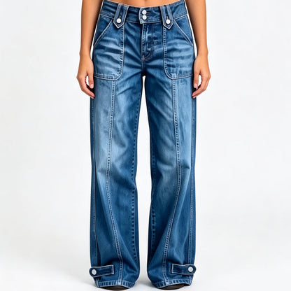 ⏰🔥 ¡OFERTA 50% OFF! 👖✨ Vaqueros de Pierna Ancha para Mujer – Costura Estilizadora, Corte Cómodo y Estilo Urbano Versátil
